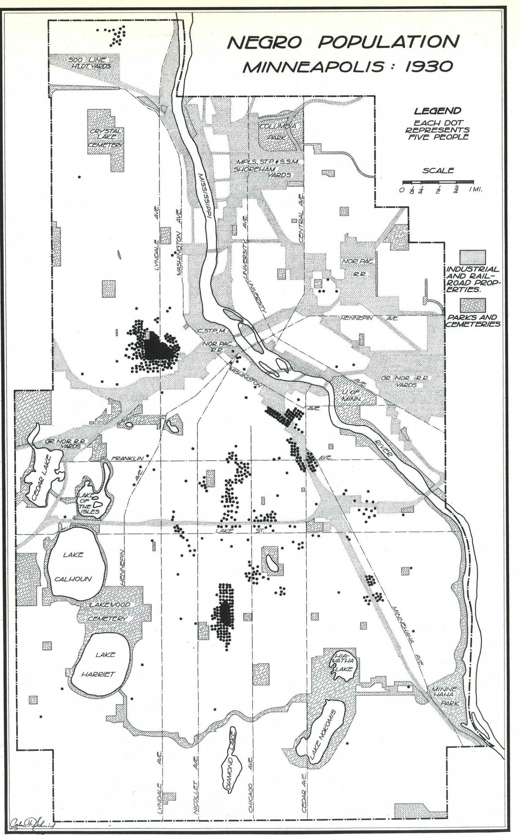 Calvin Schmid, Social Saga of Two Cities, Chart 94, edited version of negro population map