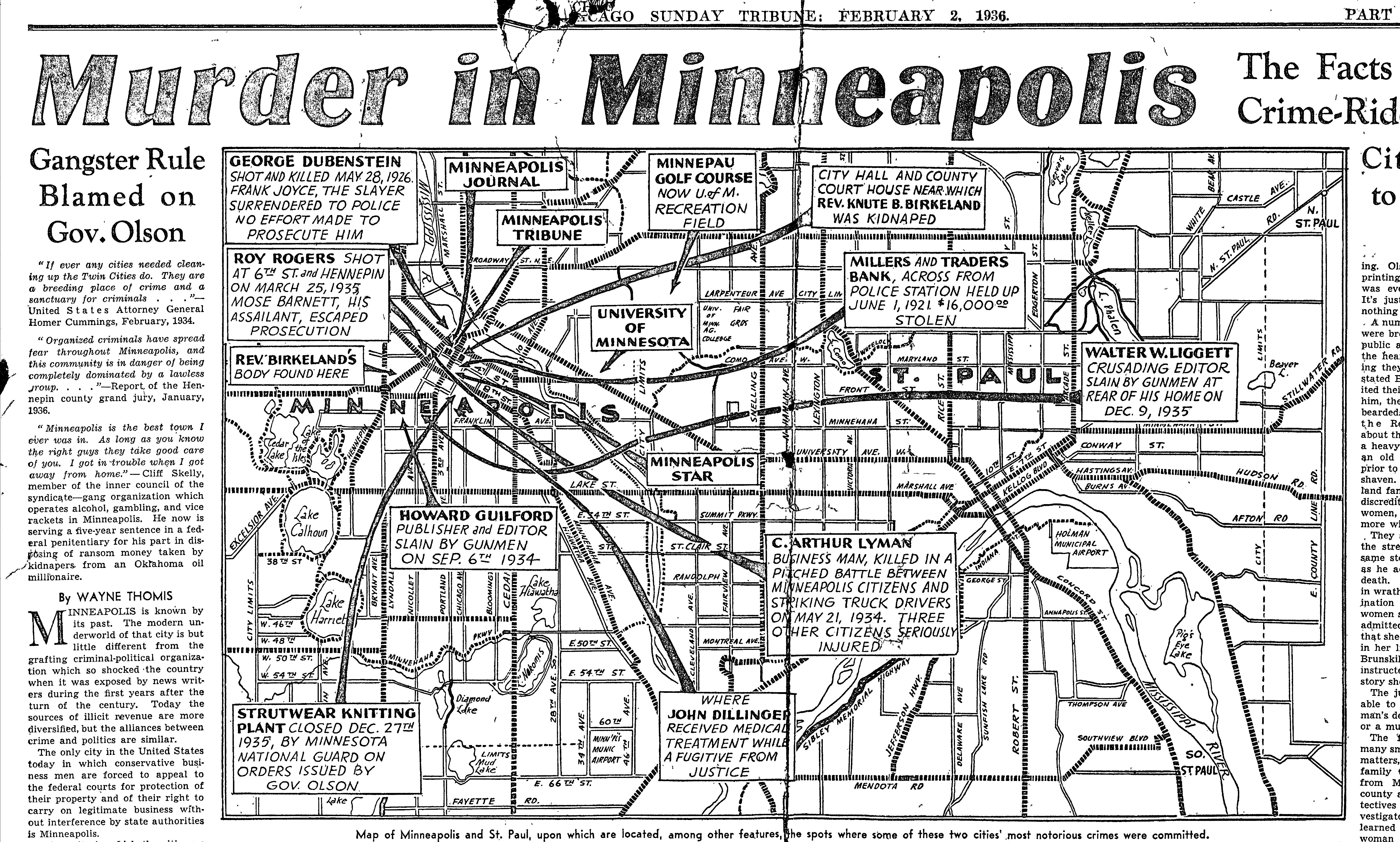 postable version, murder in minneapolis map, chicago tribune, 1936, hclib