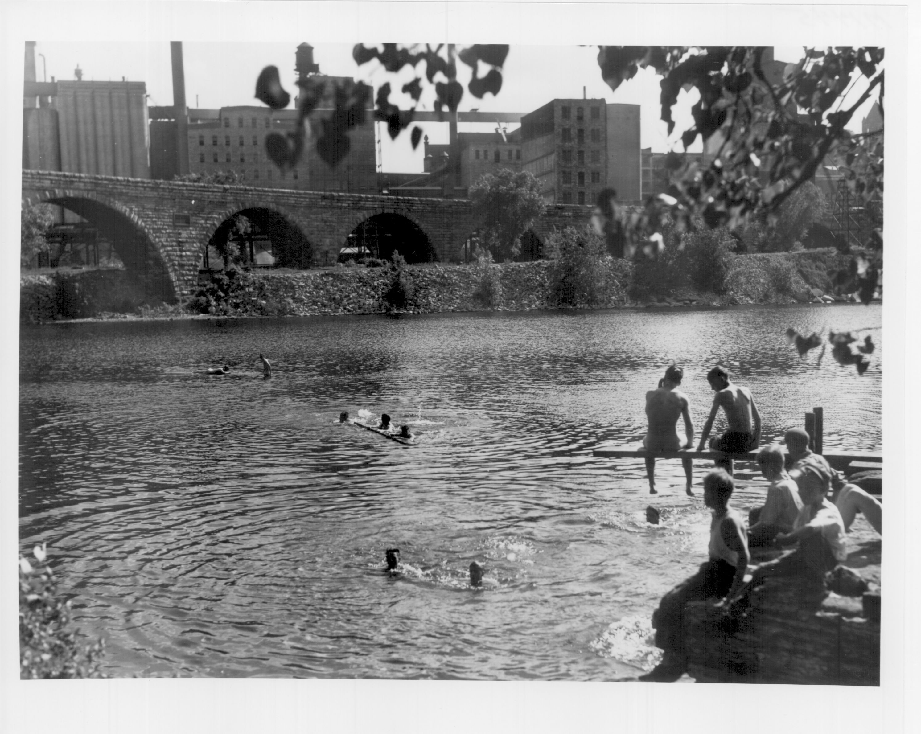 smaller version, M1445, children swimming in river, 1935, from hclib